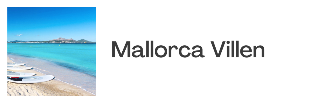 Bild vom Strand mit Text Mallorca Villen  - Haus kaufen Mallorca